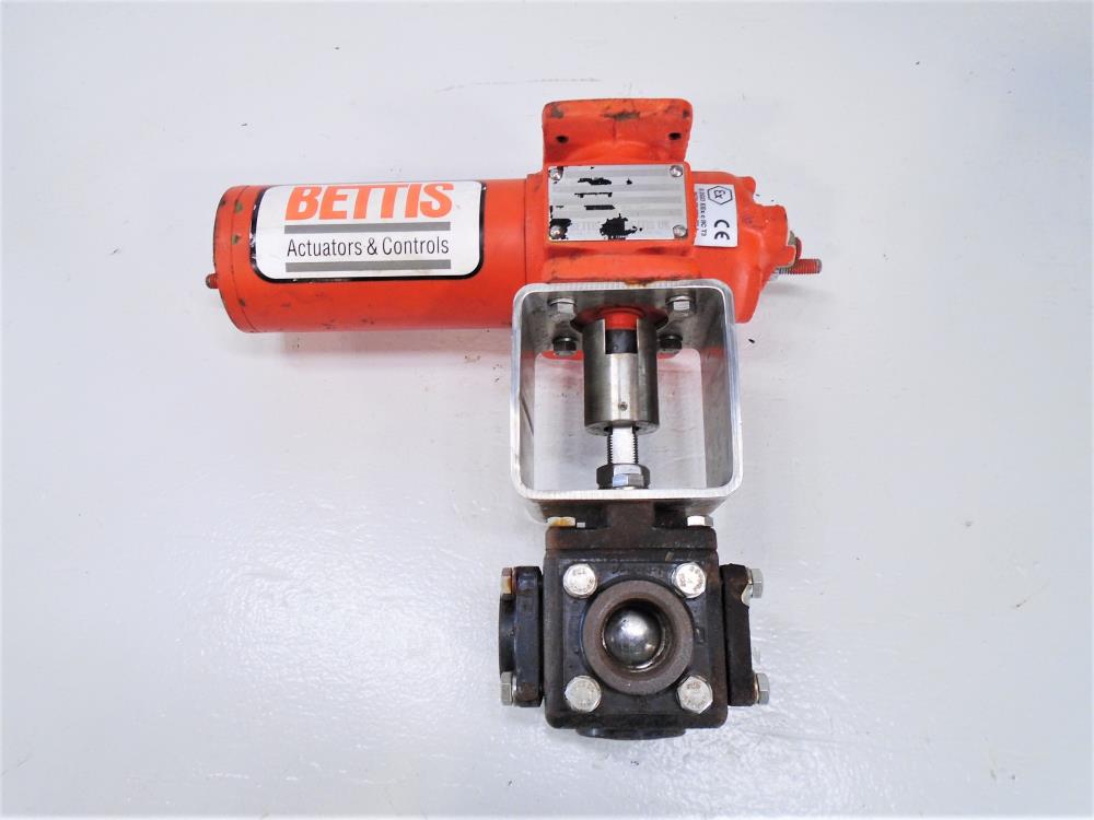 Bettis PBM 1" NPT 3-Way Carbon Steel Actuated Ball Valve CBA315